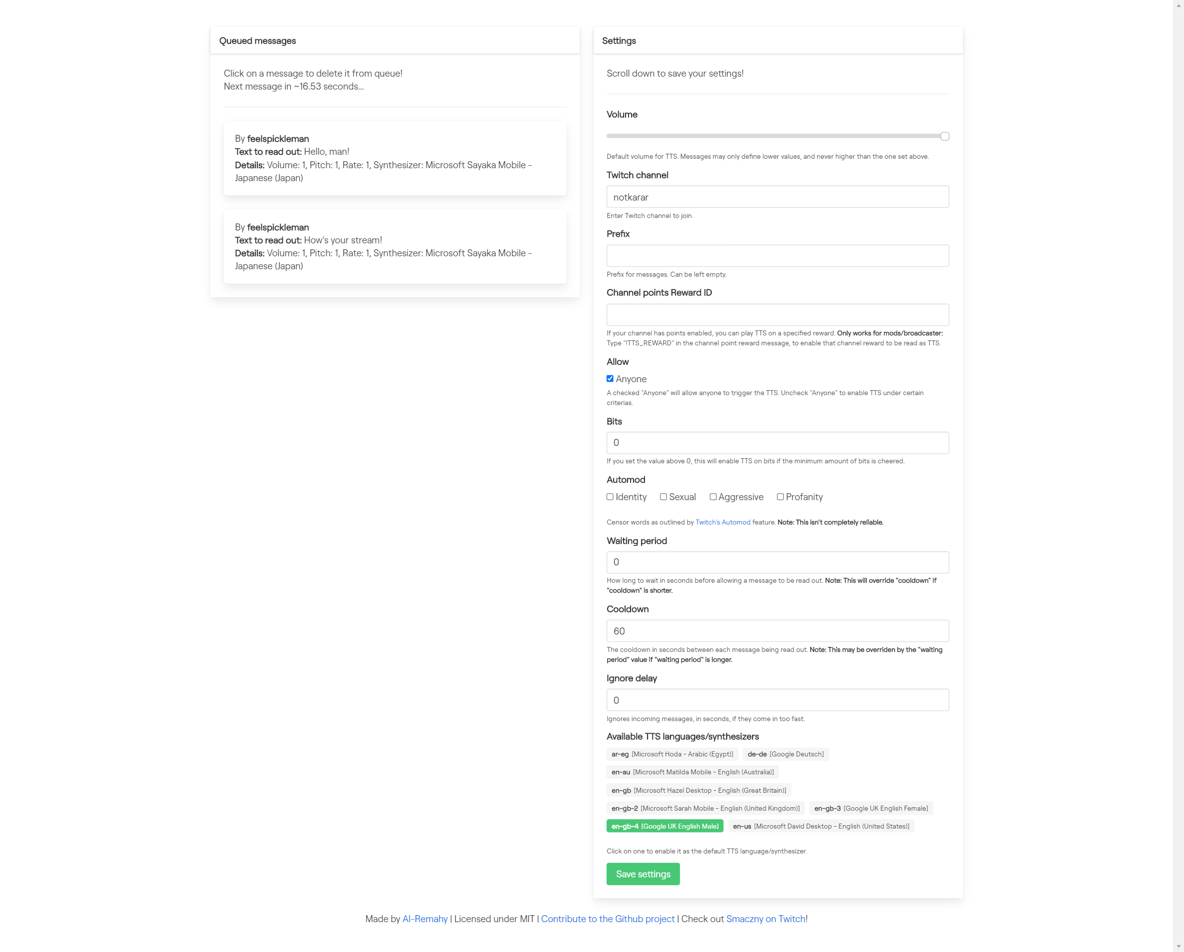Browser frontend for Perplex TTS.
